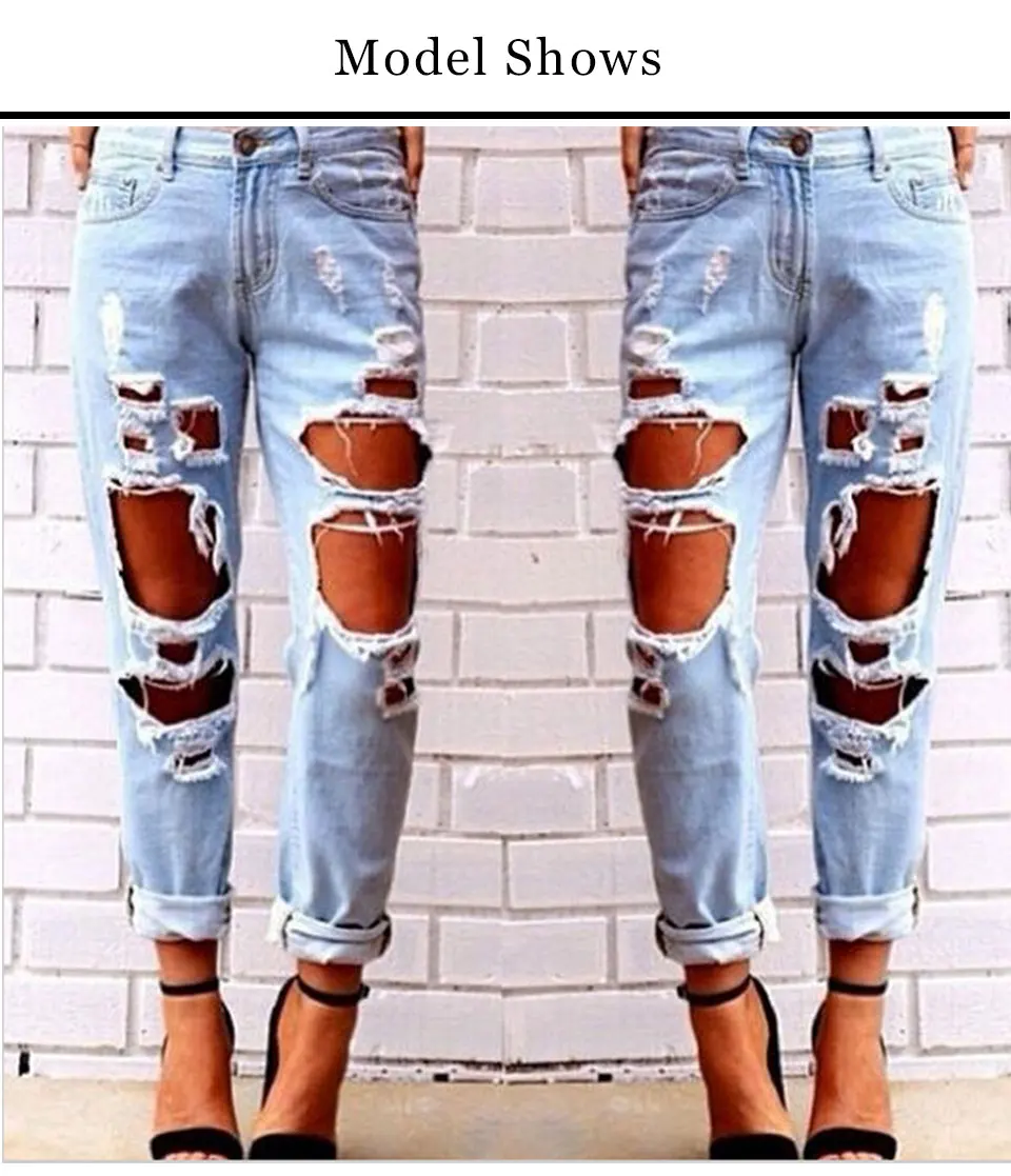 Vintage Punk Summer Per Le Donne Strappati Jeans Fashion Buchi Azzurri Con Pantaloni 8NmwOvn0