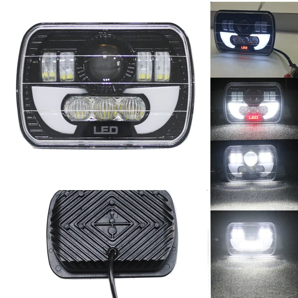 

2 Pcs 5x7" LED Headlight W/ DRL Replace H6054 H5054 H6054LL 69822 6052 6053 For Jeep Wrangler YJ Cherokee XJ Trucks 4X4 Offroad