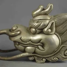Коллекция Декор ручной работы тибетский серебряный фигурный мифический Дракон Exorcism чайник