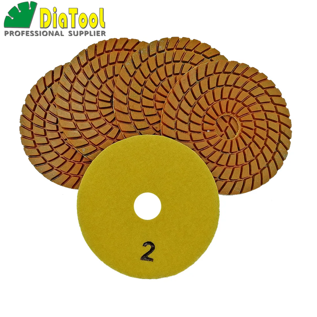 SHDIATOOL 5pcs 4 inch Five Step Diamond Polishing Pads Wet Diameter 100mm Resin Bond Sanding Disc Premium high quality For stone