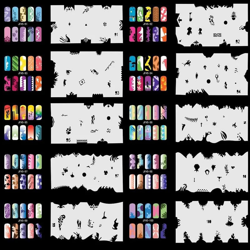 OPHIR Set5 200 дизайн Аэрограф для дизайна ногтей трафареты 20 шаблонных листов набор кистей краски ногтей инструменты_ JFH5