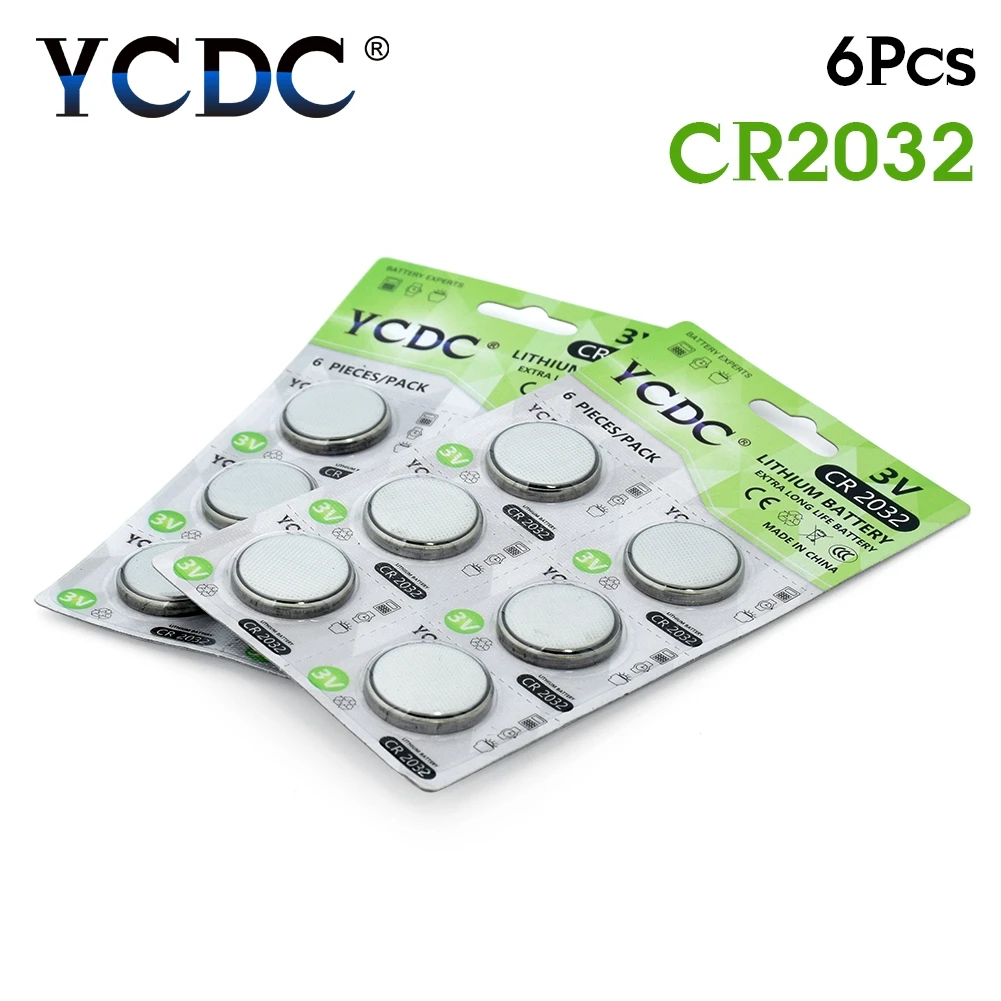 

YCDC 36pcs/6pack Lithium Button Coin Cell Battery CR2032 DL2032 KCR2032 5004LC ECR2032 DL2032 SB-T15 3V Lithium Watch Batteries