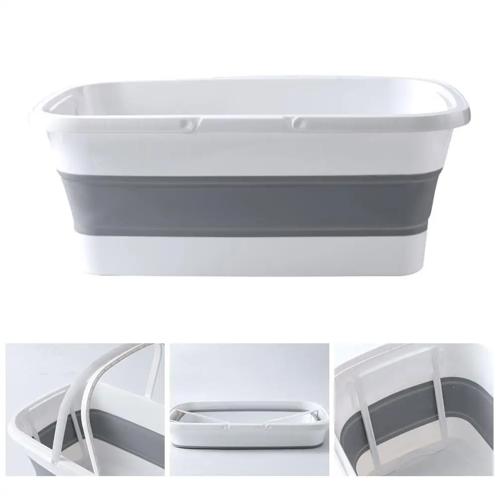 Plegable Cubo de fregona plegable portátil lavabo Dishpan con mango para Camping pesca