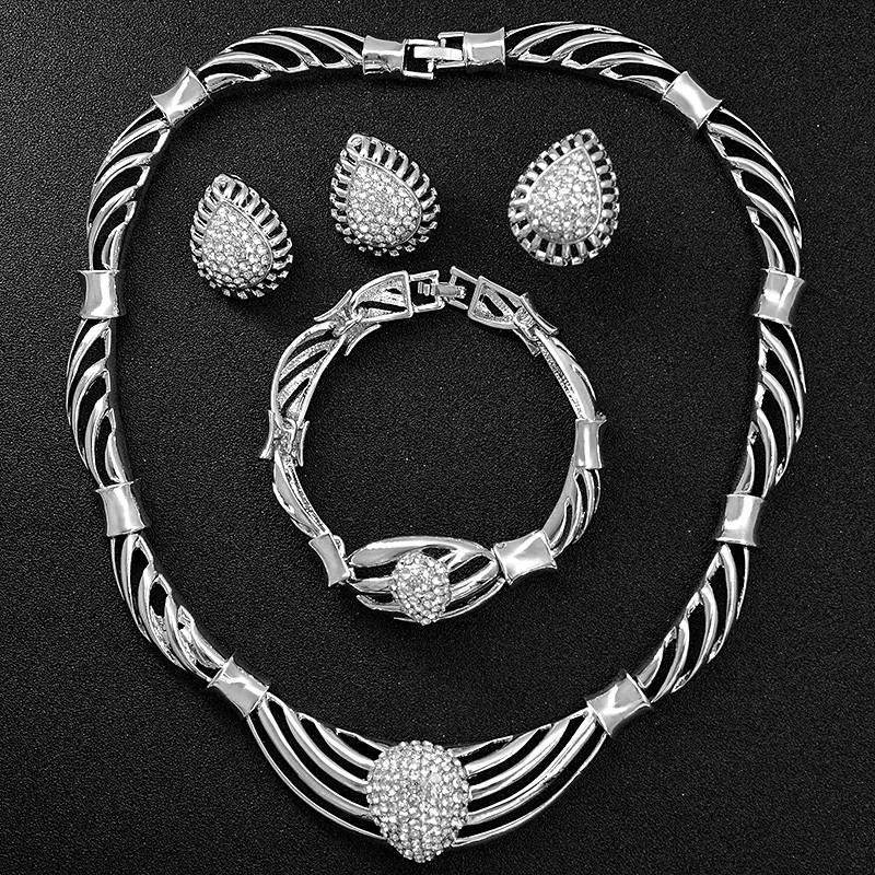 Женский ювелирный комплект из колье серёг кольца и браслета|jewelry sets wedding|bridal jewelry
