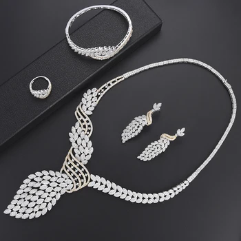

missvikki Nigerian Wedding Bridal Bijoux New Fashion Design Jewelry Set Bangle Earrings Necklace Ring Women Party Jewelry