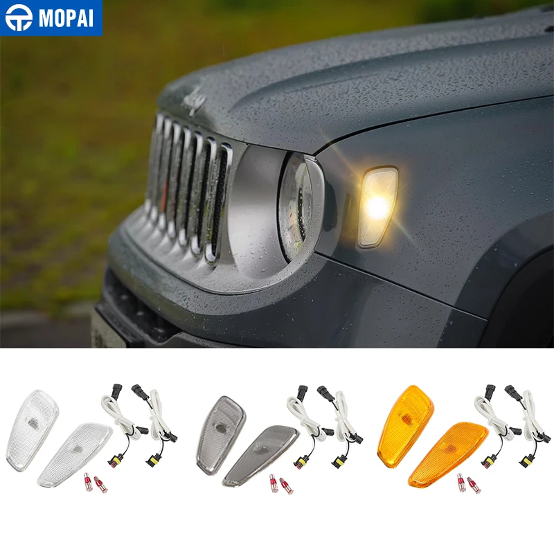 

MOPAI Car Front Head Side Reflection Warning Turn Signal Light Lamp LED Decoration Cover for Jeep Renegade 2015+ Car Styling