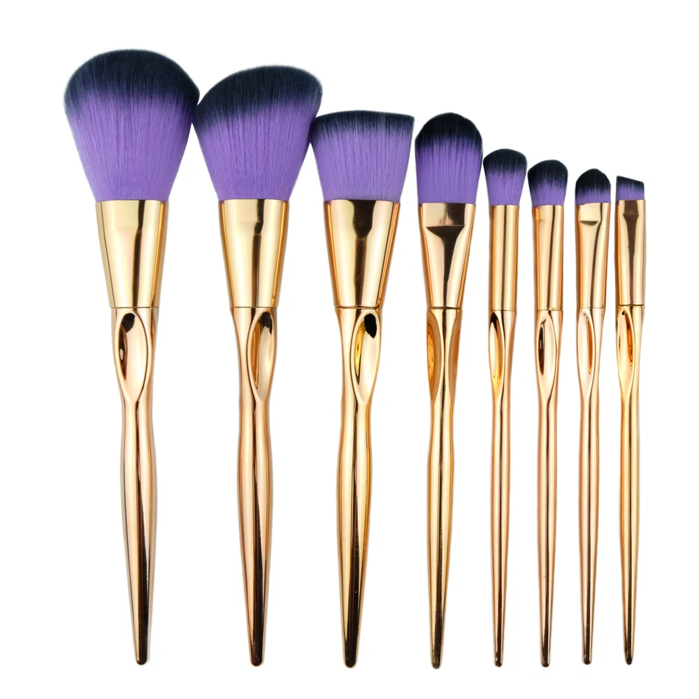 Professional Make up Brushes Kit Powder Blush Eye Shadows Super Soft Bristles Rose Gold Handle Purple Hair Makeup Brushes Set