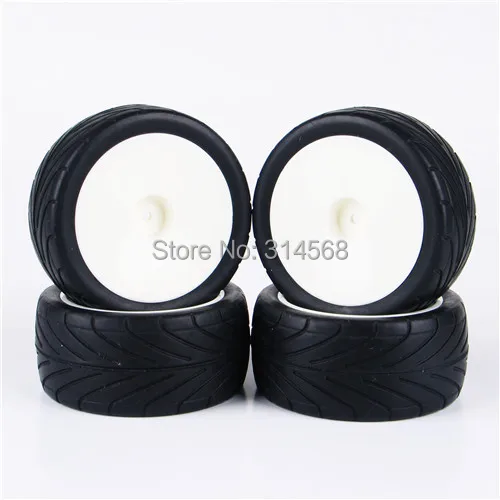 4PCS Set HPI 1 10 Buggy Flat On Road RC Car Wheel Rim Rubber Tire Tyres