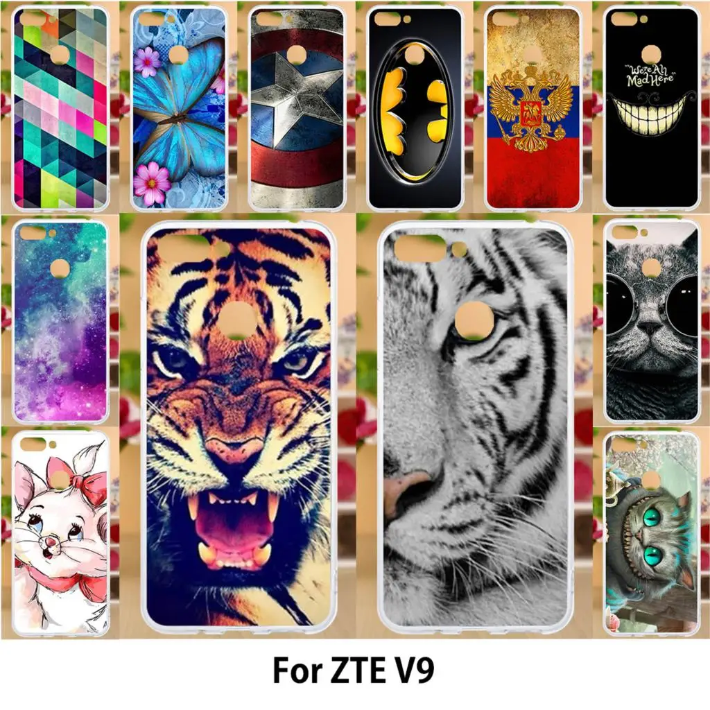 

Anunob Case For ZTE Blade V9 Cases TPU Soft Silicon Cover For ZTE Blade V9 Covers Painting Cute Tiger Patterned