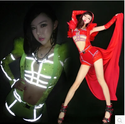 2015 women's fashion sexy queen DS Dream Glow fluorescent color sexy dance DJ hollow female lead dancer clothing apparel