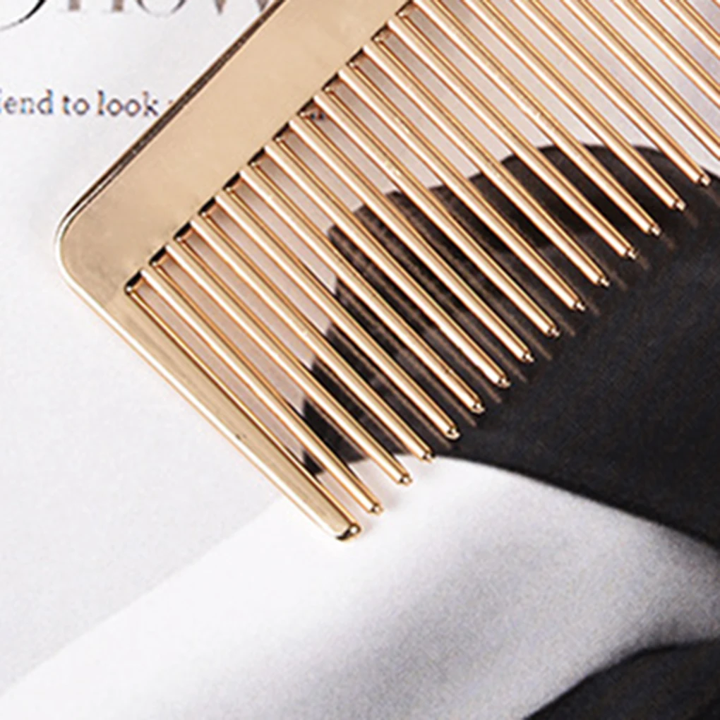 Metal Fine Toothed Alloy Comb Golden Men Women Hairdressing Pocket Hairbrush