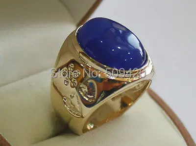 

XFS201410 huge inaly blue jade bead men ring size 8-10