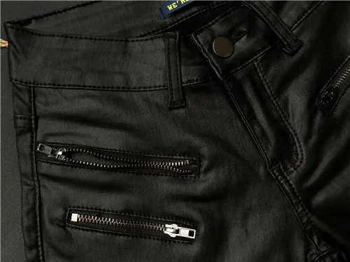 Модные женские обтягивающие кожаные джинсы черного цвета в байкерском стиле размера плюс, XS-3XL, плиссированные брюки-карандаш с фальш-молниями