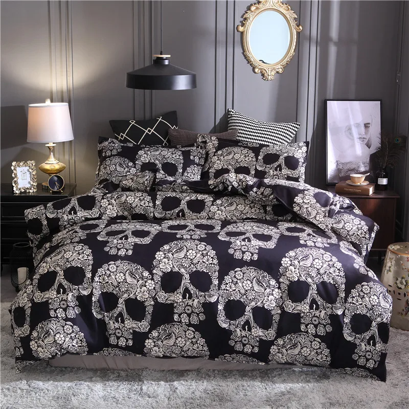 Black Luxury Sugar Skull Bedding Set