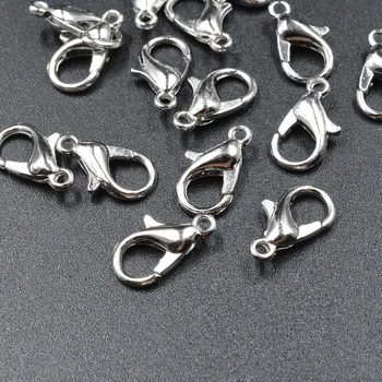 

FLTMRH 20pcs 10mm Metal Lobster Clasps Hooks Gold / Rhodium Lobster Clasps Hooks For Jewelry Making Finding DIY Necklace