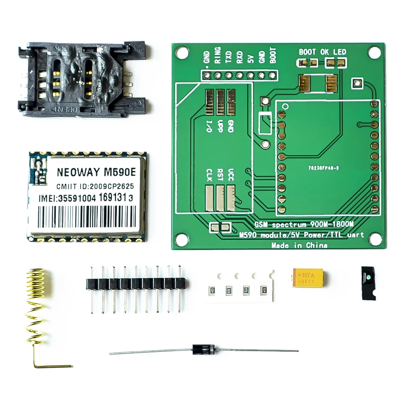 

M590E GSM GPRS module Diy kits M590 GSM GPRS 900m-1800m sms CPU MCU test {used parts.-NO NEW }