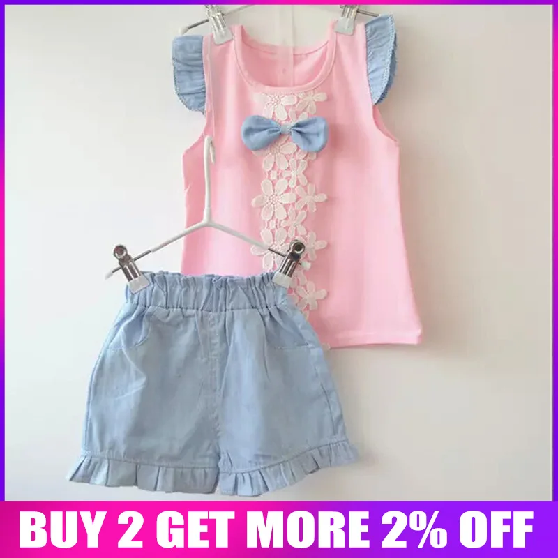 BibiCola/Летняя одежда для маленьких девочек модный летний комплект для девочек, комплект одежды для маленьких девочек, детская футболка+ штаны комплект детской одежды