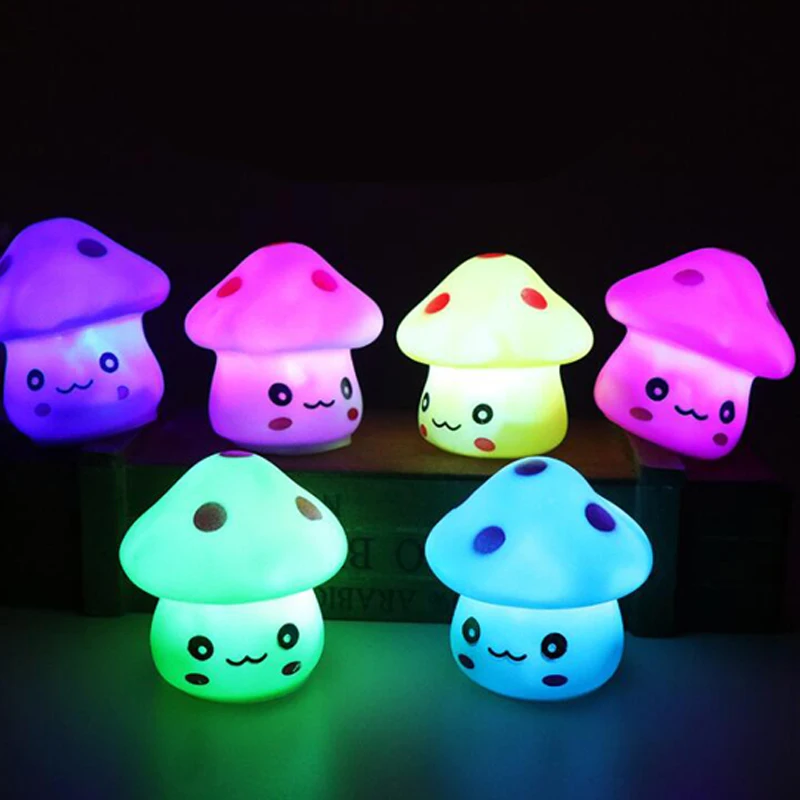 Baby Bedroom Lamps Night Light Cartoon mushroom Pvc Plastic Sleep Led Kid Lamp Bulb Nightlight For Children Lamp Battery Powered (6)