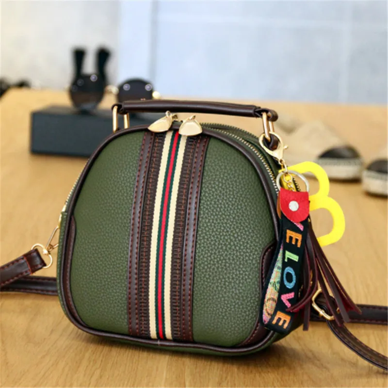B0150 New Design Women's Small Messenger Bags Soft PU Leather Striped