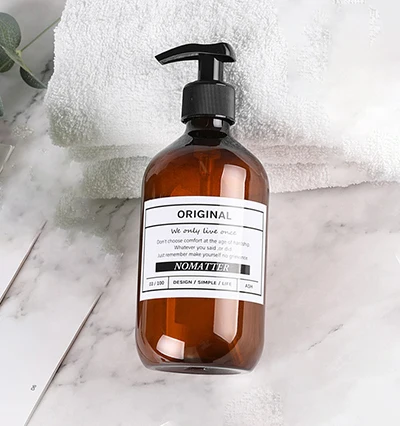 500ml Brown OR 500 мл шампунь для ванной бутылка для хранения с наклейкой Скандинавская бутылка с жидким лосьоном дорожная бутылка для хранения Домашний Органайзер Декор - Цвет: 500ml Brown OR