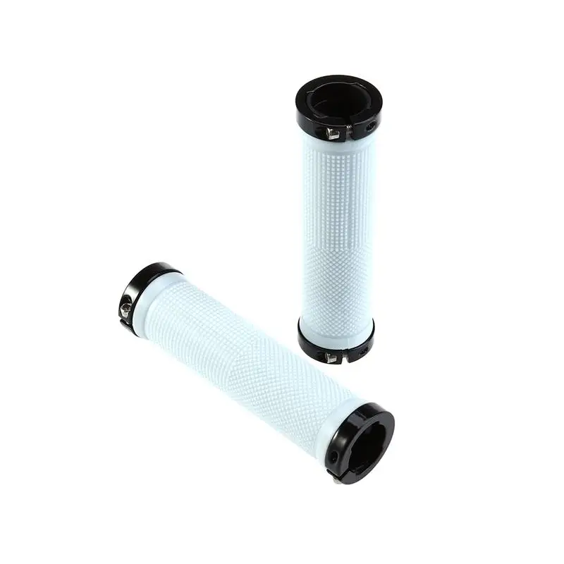 A Pair of Mountain Bike Bicycle MTB Non-Slip Rubber Lock On Handlebar Grips(White