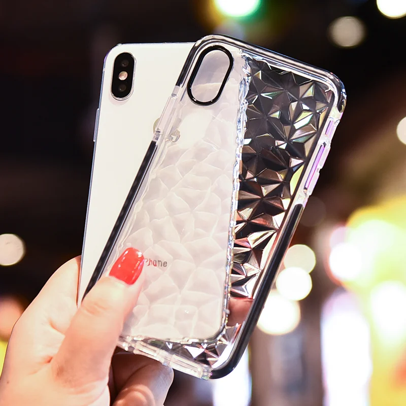 

Diamond pattern silicone case for iphone xs max 6.5" capa capinha funda hoesje coque dual color tpu cover etui tok kryt carcasas