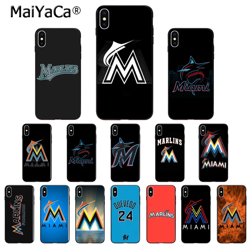 

MaiYaCa Miami Marlins Silicone TPU Soft black Phone Case for Apple iPhone 8 7 6 6S Plus X XS MAX 5 5S SE XR Mobile Cases