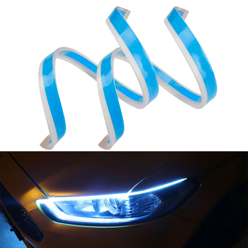 

2pcs Auto DRL Lamps For Cars LED Daytime Running Lights Car Styling Accessories Turn Signal Guide Strip Headlight Assembly