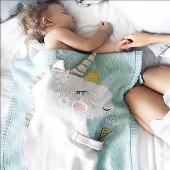 

Baby ins explosion blanket children air conditioning blanket baby knitted unicorn wool quilt Baby Blankets Soft Warm