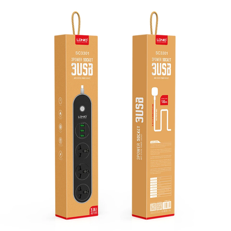 LDNIO 3 розетки USB порта электрическая розетка 5 В/3.1A мобильный телефон настольный