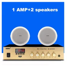 Профессиональный bluetooth усилитель мощности с 2шт контактным потолочным динамиком для системы общественного адреса фоновая музыкальная система