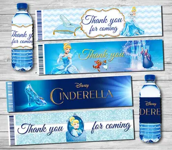 

Princess Cinderella Bottle Water Labels Wrappers Baby Shower Birthday Party Decorations Kids Party Supplies Candy Bar