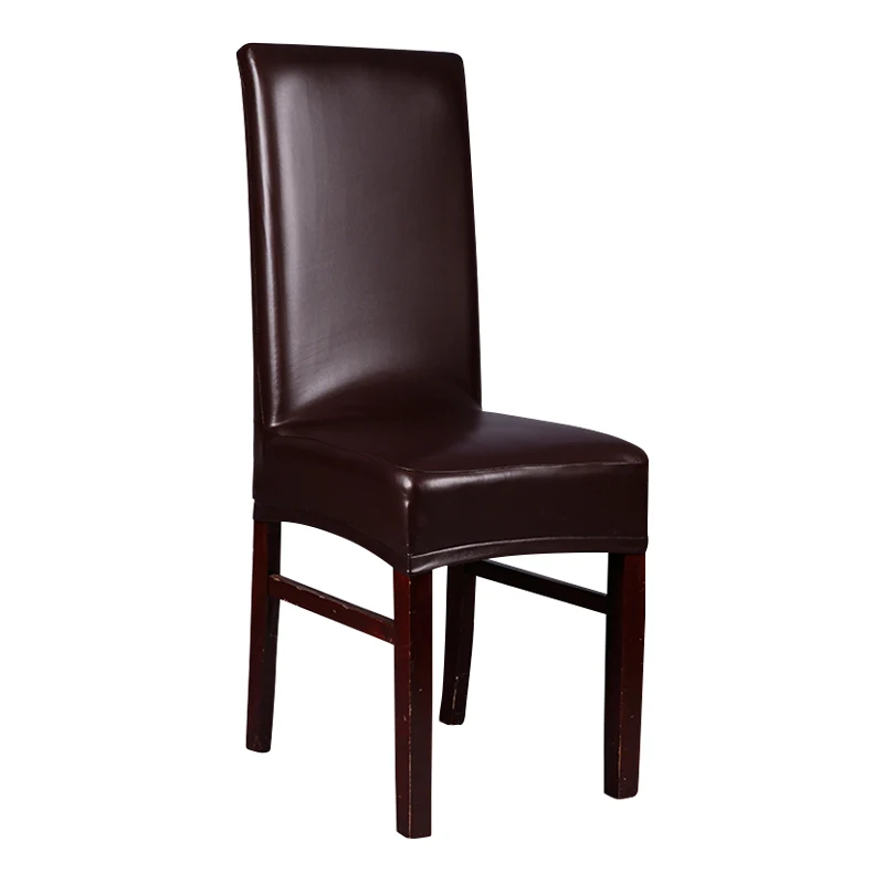 Brown Leather PU Chair Covers Elastic Deep Office Chair Covers For Home Hotel Dining Chair Seat 