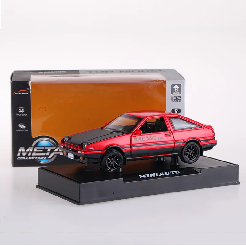 Начальный D для Toyota AE86 1:28 Сплав модель автомобиля аниме мультфильм Форсаж с вытягиванием звуковой светильник игрушки Автомобильные украшения