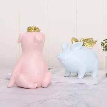 

Pig Piggy Bank Creative Home Cartoon Pig Year Piggy Bank Resin Decoration Decoration c