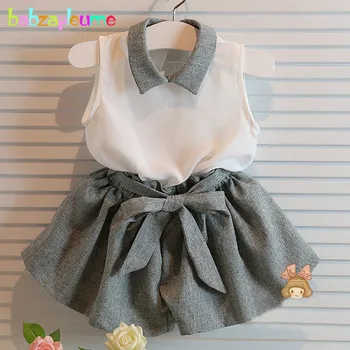 

2Piece/2-6Years/Kids Summer Clothes Suit Korean Fashion Baby Girls Outfit Sleeveless T-shirt+Shorts Children Clothing Set BC1186