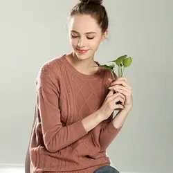 ZEHANGSEA-новый качественный зимний свитер Для женщин короткие круглый воротник сплошной Цвет простые теплые большой Размеры Повседневное