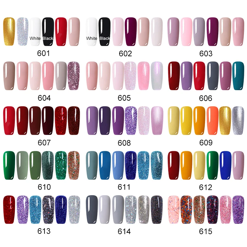 LEMOOC 5 ml 6 unids/lote pintura de Gel UV Gel remojo arte de uñas Led laca de uñas brillo lentejuelas pintura esmalte de uñas de Gel