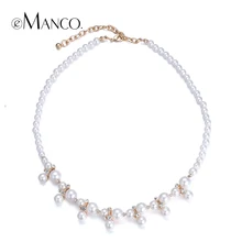 eManco жемчужина бисером горный хрусталь колье колье для женщин сплава цепи новой модные заявление колье колье ювелирного Bijoux фам