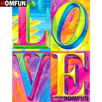 

HOMFUN Diamond Painting Cross Stitch "Letter pattern" Full Crystal Diamond Embroidery Needlework Craft Home Decor A14730