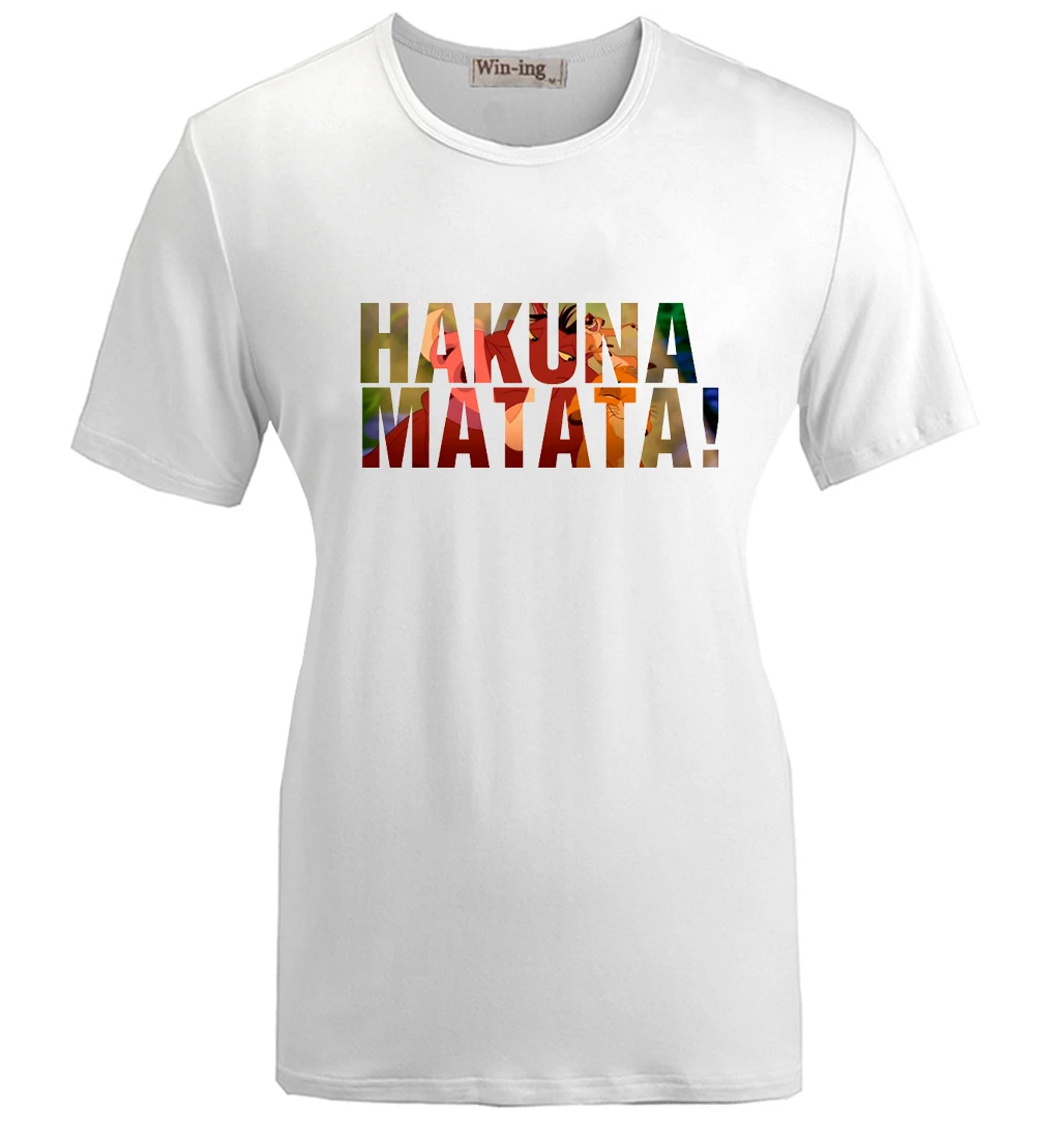 

Summer Fashion Casual Cotton Round neck T shirt Cute Cartoon HAKUNA MATATA Graphic Women Girl Short Sleeves T-shirt Tops