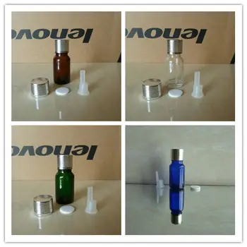 

10ml clear/brown/green/blue shiny Glass Bottle With aluminum shiny silver cap(lines)+clear insert.Oil vial,Essential Oil bottle