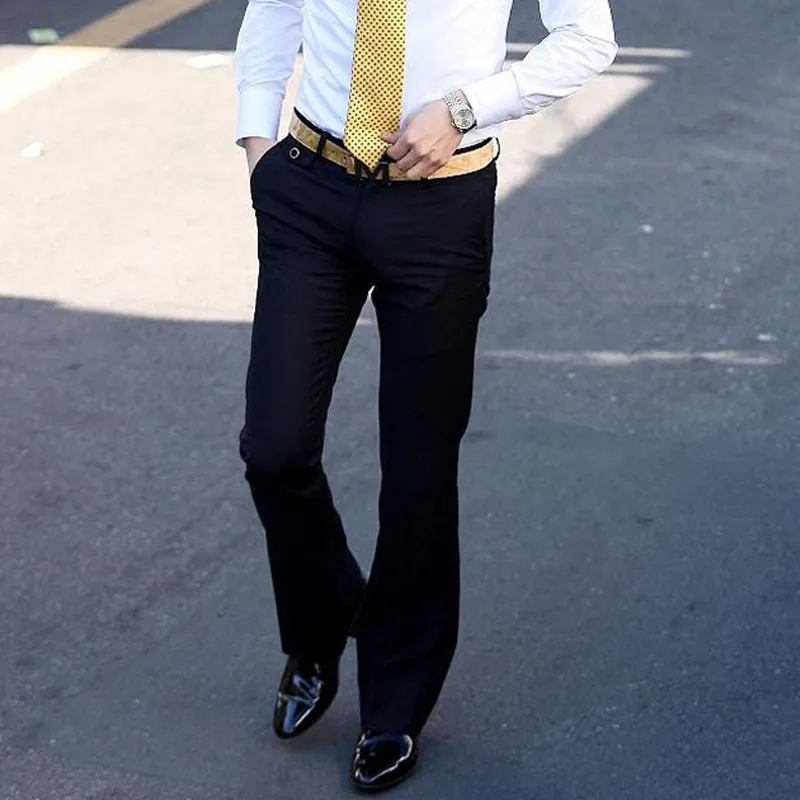 Men's Suit Pants Men's Micro bell pants Male Slim Korean version of Navy Blue feet pants British free Trousers Size 28-37