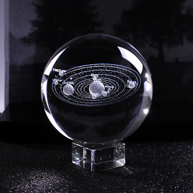 3D солнечная система хрустальный шар планеты стеклянный шар с лазерной гравировкой Глобус Миниатюрная модель домашний декор Подарочный орнамент 60 мм для дропшиппинг