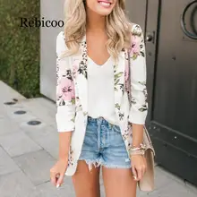 blazer woman 2019 suit top office Elegant Blazer Floral spring Jackets Long Sleeve Blazer Notched Collar Coat  Cardigan