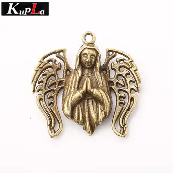 

Kupla Vintage Metal Angel Goddess Charms DIY Jewelry Religions Mother of God Pendant Charms for Jewelry Making 31*32mm C6061