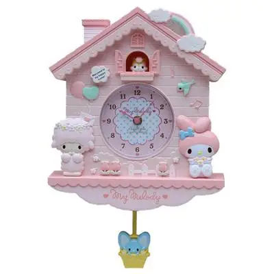 Детские спальня прекрасный мультфильм творческие маятниковые часы комнаты часы с маятником кварцевые настенные часы дом принцессы часы - Цвет: Pink