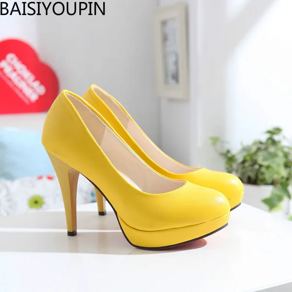 

2018 New Fashion Women Shoes High Heels Sweet Princess Wedding Shoes Green Yellow Single Shoes Work Shoes Soft Women Pumps