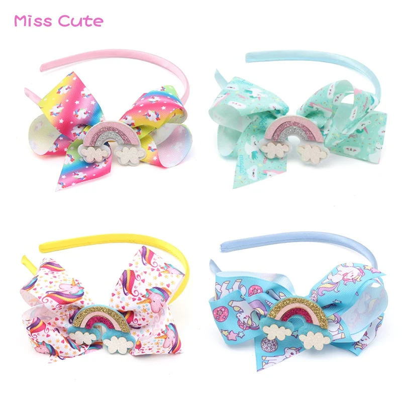 1 pc new design baby accessories print unicorn grosgrain ribbon baby