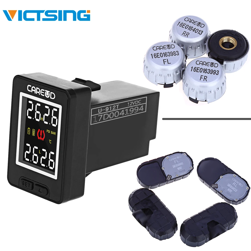

VicTsing Car TPMS U912 433.92MHz Wireless TPMS Tire Pressure Monitoring System 4 Internal/External Sensors for Toyota psi bar